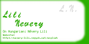lili nevery business card